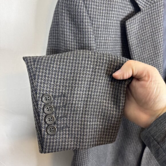 Jack Victor 100% Wool Blazer Men’s 44R Houndstooth Sport Coat Gray - Picture 3 of 8